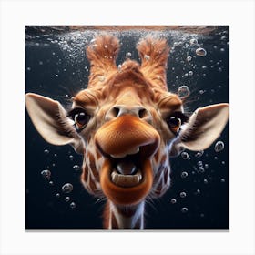 Giraffe Underwater Canvas Print