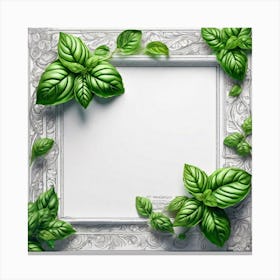 Frame With Green Leaves 1 Canvas Print