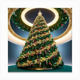 A Vibrant, Oversized, And Intricately Detailed 3d Christmas Tree 2 Canvas Print