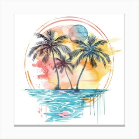 Watercolor Palm Trees 6 Canvas Print