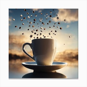 Coffee Cup Falling Canvas Print