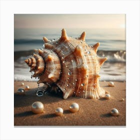 Sea Shell With Pearls Canvas Print