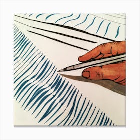 Hand Drawing A Wave Canvas Print