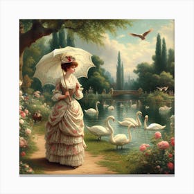 Swans In The Park 4 Canvas Print