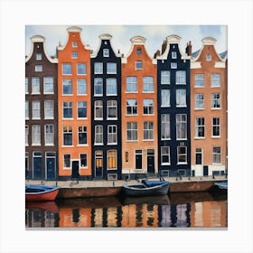 Amsterdam Houses Watercolor Art Print 1 Canvas Print