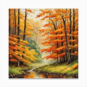 Forest In Autumn In Minimalist Style Square Composition 158 Canvas Print