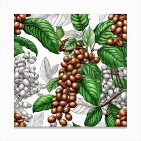 Coffee Beans Seamless Pattern 4 Canvas Print