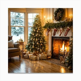 Christmas In The Living Room 61 Canvas Print