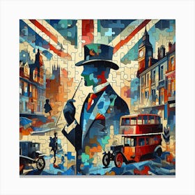 Abstract Puzzle Art English gentleman in London 13 Canvas Print