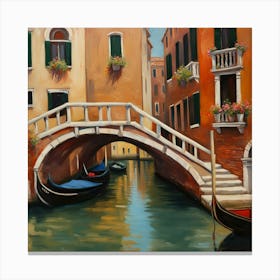 AI generated oil painting of Venice architecture and water canal. 3 Canvas Print