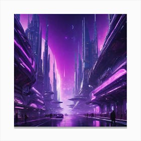 Futuristic City Purple I Canvas Print