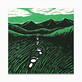 Footprints In The Grass Canvas Print