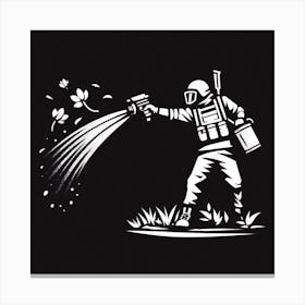 Soldier Spraying Water 1 Canvas Print