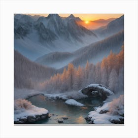 Dreamshaper V7 In This Harmonious Convergence Of Mountains For 1 Canvas Print