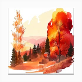 Watercolor Autumn Landscape 60 Canvas Print