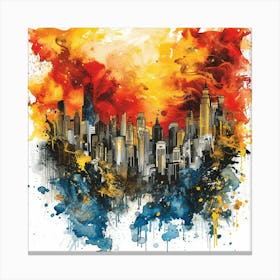 Sunset In Chicago Canvas Print