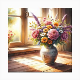 Watercolor Painting Of A Vase Canvas Print