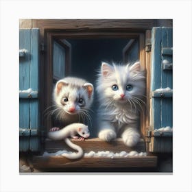 Ferrets In The Window 1 Canvas Print