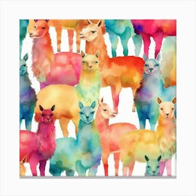 Watercolor Llamas Canvas Print