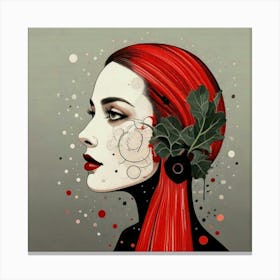 Firefly Woman, Side Profile, Rhubarb, Surreal, Black Circles, Eyes, Imaginative, Artistic, Bold, Uni Canvas Print