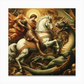 Saint George & the battle with the Dragon. Canvas Print