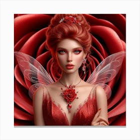 Fairy Girl In Red Dress Canvas Print