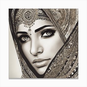 Muslim Woman In A Head Scarf Canvas Print