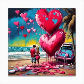 My Forever Valentine Love Story Unfolding By The Seashore Canvas Print