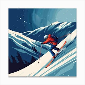 Skier In The Snow Canvas Print