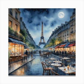 A Parisian Sketch Paris At Night Canvas Print