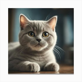 A Cute British Shorthair Kitty, Pixar Style, Watercolor Illustration Style 8k, Png (14) Canvas Print
