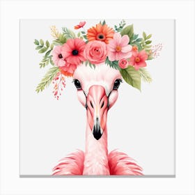Floral Baby Flamingo Nursery Illustration (30) Canvas Print