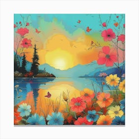 Sunset Flowers 1 Canvas Print