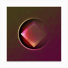 Geometric Neon Glyph on Jewel Tone Triangle Pattern 149 Canvas Print