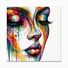 Colorful Woman'S Face 2 Canvas Print