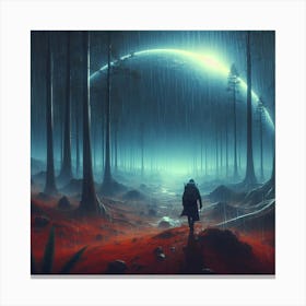 Man Walking Through The Forest On Mars Canvas Print