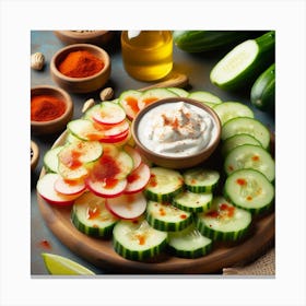 Cucumbers And Radishes Canvas Print