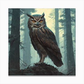 Owl In The Woods 20 Canvas Print