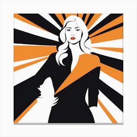 Woman In Black And Orange Canvas Print