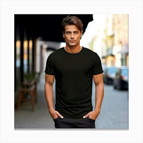 Mock Up Cotton Casual Wearable Printed Graphic Plain Fitted Loose Crewneck V Neck Sleeve (20) Canvas Print