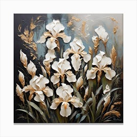 Pattern with White Irises flowers Canvas Print