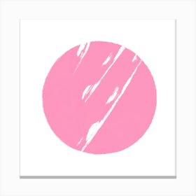 Abstract Pink Circle with Brushstroke Accents – Minimalist Modern Art Canvas Print