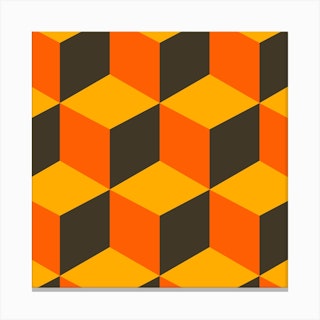 70s Cube Square Canvas Print