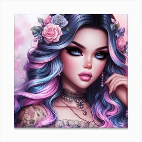 Pretty Girl With Tattoos Canvas Print