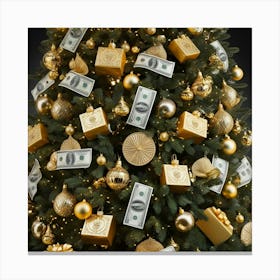 Christmas Tree With Money 10 Canvas Print