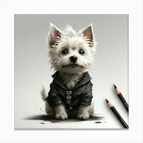 Dog In Leather Jacket Canvas Print