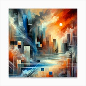 Abstract Cityscape Painting Canvas Print