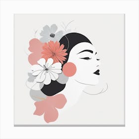 Portrait Of A Woman With Flowers 9 Canvas Print