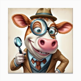 Cow With Magnifying Glass 8 Canvas Print