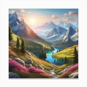 Peaceful Landscape In Mountains Ultra Hd Realistic Vivid Colors Highly Detailed Uhd Drawing Pe Canvas Print